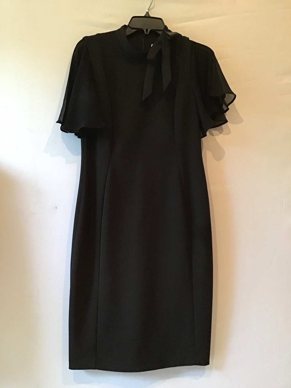431 Calvin Klein Black Midi Dress with Tie Neck